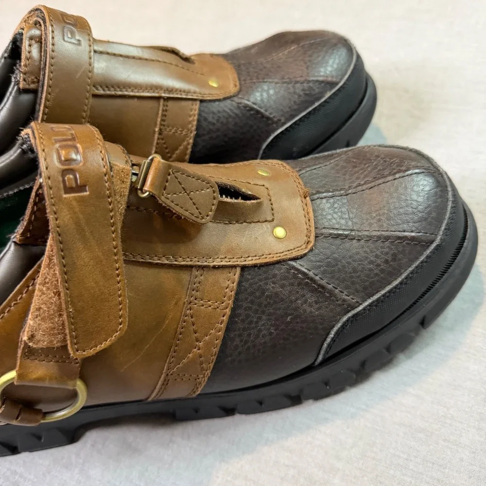 Polo Ralph Lauren Oxfordable III Mens 13D Brown Fair Zip Strap Duck Shoes 0862